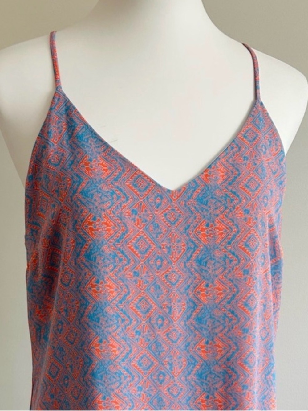 Mahina of Maui “Caramela” Strappy Sundress in Coral & Blue - Like New